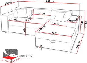 Ъглов диван Santos-Кафяв десен