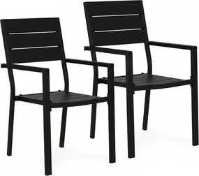 Комплект от 2 градински стола с товароносимост 150 кг Сив