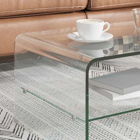 284745 vidaXL Маса за кафе, прозрачна, 98x45x31 см, закалено стъкло