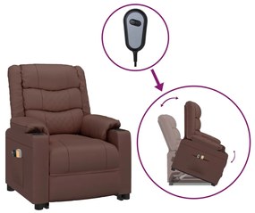 3143472 vidaXL Изправящ масажен стол, кафяв, изкуствена кожа