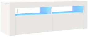 804310 vidaXL ТВ шкаф с LED осветление, бял, 120x35x40 см