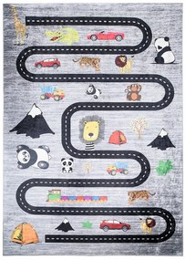 Детски килим с мотиви на път, кола и животни Ширина: 80 см | Дължина: 150 см