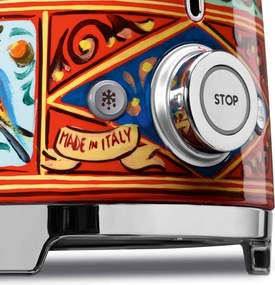 Тостер за хляб SMEG Dolce & Gabbana Sicily is my Love! TSF01DGEU, 950W, 2 филии, 6 нива, Тавичка за трохи, Вграден кабел, Неръждаема стомана, Многоцветен