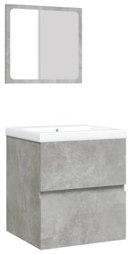 3114174 vidaXL Шкаф за баня с мивка и огледало, бетонно сив