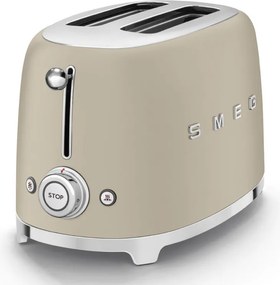 Тостер за хляб SMEG 50's Style TSF01MLMEU, 950W, 2 филии, 6 нива, Тавичка за трохи, Вграден кабел, Неръждаема стомана, Бежов