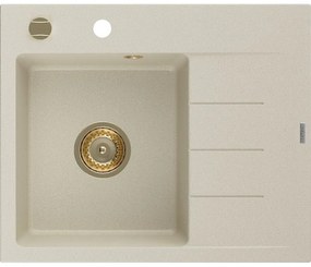 Mexen Ben гранитна мивка с 1 отделение и отцедник, ляв, 600 x 500 mm, бежов,