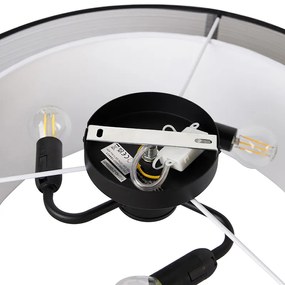 Модерна таванна лампа черна с бяло 50 см 3-светлина - Drum Duo