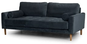 Двуместен диван Midcentury в черно кадифе, 180/93/66 см