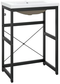 3101389 vidaXL Рамка за мивка за баня с вграден умивалник, черна, желязна