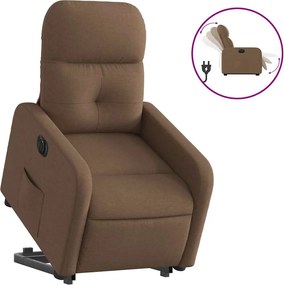 3206817 vidaXL Електрически изправящ реклайнер стол, кафяв, текстил