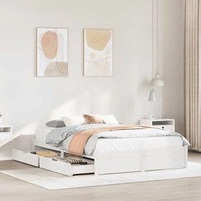 3301663 vidaXL Рамка за легло без матрак, бял, 140x200 см, бор масив