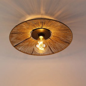 Ръстичен таванен аплик черен с въже - Sacha