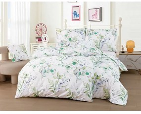 Бяло/зелено единично 6 части включено спално бельо от микросатен 140x200 cm Abigail – My House