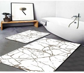 Бели/кафяви килими за баня в комплект 2 бр. 60x100 cm Cracks – Mila Home