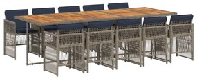 3210938 vidaXL Градински комплект с възглавници 11 части сив полиратан