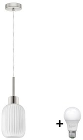 LED полилей на кабел HARMA 1xE27/60W/230V диам. 14 см матов хром/бял