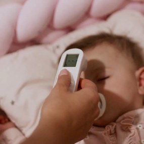 Безконтактен термометър Medivon Timi Smart Verona, Инфрачервен, За деца, Измерване за 1 секунда, Памет, Цветова индикация, LCD, Звук, Лазер, Бял