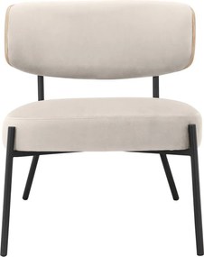 Кремав кадифен фотьойл с табуретка Jerry – Støraa