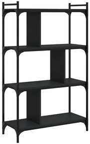 833935 vidaXL Библиотека 4 рафта черна 76x32x123 см инженерно дърво