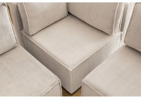 Кремав ъглов U-образен диван от велур, десен ъгъл Nihad modular - Bobochic Paris