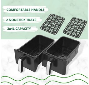 Фритюрник с горещ въздух JUST PERFECTO JP 1980 JL09 , 1700W, 8 литра, 8 програми, Две кошници, Плоча за грил, Черен