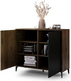 Скрин РИМИНИ К-123 Елегантен Орех/Черно - МОДЕРЕН ШКАФ С НАБРАЗДЕНИ ФРОНТОВЕ