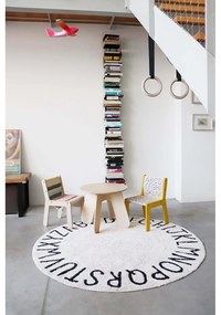 Кремав ръчно изработен памучен детски килим подходящ за пране ø150 cm ABC Natural Black – Lorena Canals