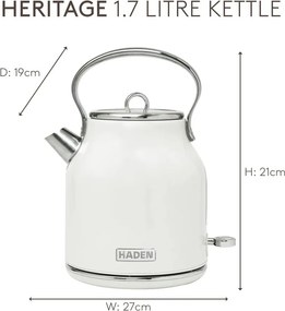 Бяла електрическа кана 1,7 l Heritage – Haden