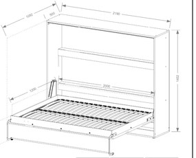 Стенно Легло Етер I -Натурален-Черен-120 х 200