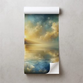 Самозалепващ тапет – Златно слънце над синята вода