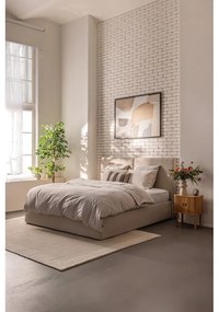 Бежово тапицирано двойно легло с място за съхранение и включена подматрачна рамка 180x200 cm Thessa Bold – Bonami Selection
