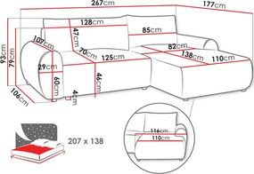 Ъглов диван Bello-Бежово светло-Ляв