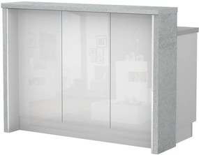 Островна кухненска пейка Raval-Length: 135 cm.-White glossy-Chromix Silver