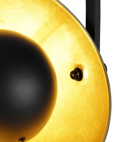 Индустриална подова лампа черна със злато 3-светлина - Magnax