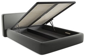 Сиво двойно тапицирано легло с място за съхранение и включена подматрачна рамка 160x200 cm Kiana – Makamii