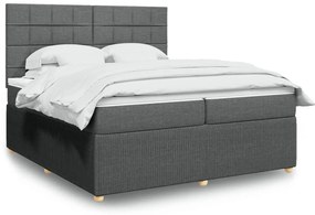 3294464 vidaXL Боксспринг легло с матрак, тъмносиво, 200x200 см, плат