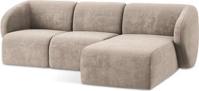 Светлокафяв шенилов ъглов диван (десен ъгъл) Lani – Makamii