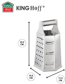 Ренде за зеленчуци Kinghoff KH 1991, 4-странно, 6 повърхности, Неръждаема стомана, Сребрист