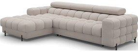 Бежов кадифен сгъваем/с място за съхранение ъглов диван (ляв ъгъл) Felro – ELTAP