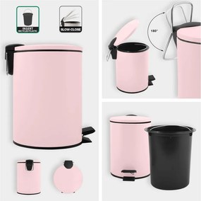 Розово стоманено кошче за боклук с педал 3 l Adelar – Spirella