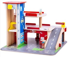 Bigjigs - Дървен паркинг с гараж