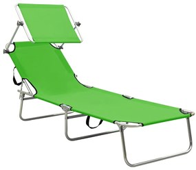 310361 vidaXL Сгъваем шезлонг с козирка, зелен, алуминий