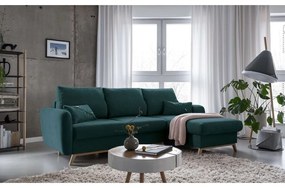 Тюркоазен ъглов разтегателен диван, десен ъгъл Scandic Lagom - Miuform