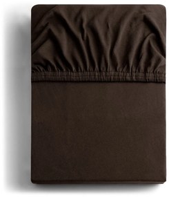 Тъмнокафяв еластичен чаршаф от джърси 220x200 cm Amber – Restilo