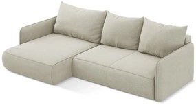 Кремав разтегателен ъглов диван с място за съхранение (ляв ъгъл) Nanea – Makamii