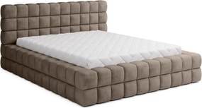 Светлокафяво тапицирано двойно легло с място за съхранение и включена подматрачна рамка 180x200 cm Dizzle – ELTAP