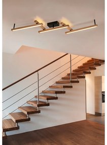 Черно-естествено LED осветително тяло за таван с дистанционно управление 10x180 cm Bellari – Trio