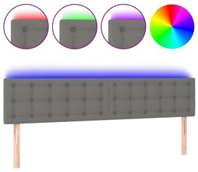 3122053 vidaXL LED горна табла за легло, тъмносива, 160x5x78/88 см, плат