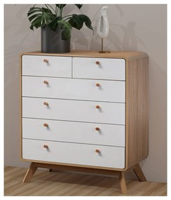 Бяло-естествен висок скрин от декор от дъб 81x104 cm Caitlin – Støraa