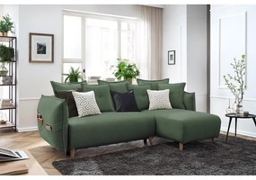 Зелен ъглов разтегателен диван (променлив) Nessa - Bobochic Paris